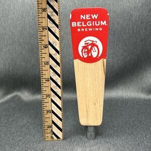 New Belgium Brewing Beer Tap Handle Red Bike Logo Wood & Metal Barware 8" AS-IS